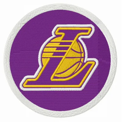 Los Angeles Lakers alternative round logo embroidery design for stitching on apparel and accessories.