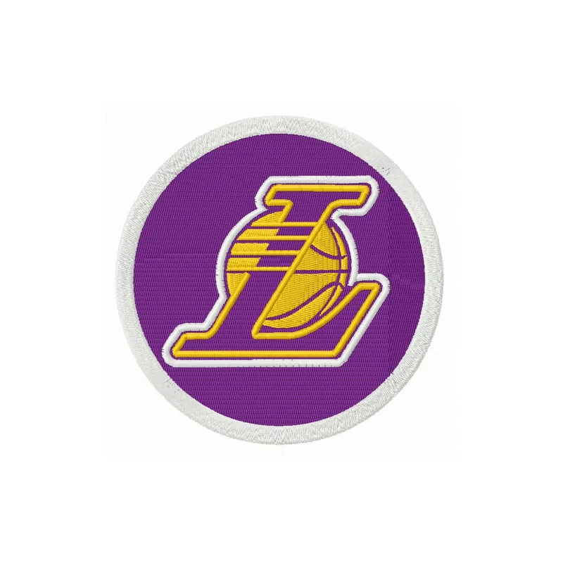 Los Angeles Lakers alternative round logo embroidery design for stitching on apparel and accessories.