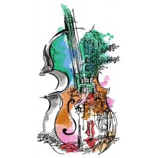 Violin music embroidery design - Embroidery Design