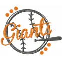 Giants Baseball embroidery design showcasing a vibrant stitched motif for sports apparel and accessories.