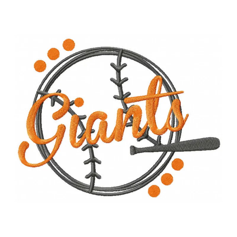Giants Baseball embroidery design showcasing a vibrant stitched motif for sports apparel and accessories.