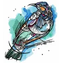 Raven perched on a tree branch embroidery design, showcasing intricate stitching patterns for nature lovers.