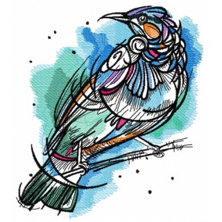 Raven on tree branch embroidery design - Embroidery Design