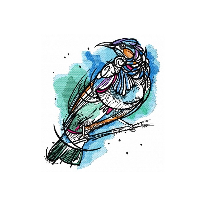 Raven on tree branch embroidery design - Embroidery Design