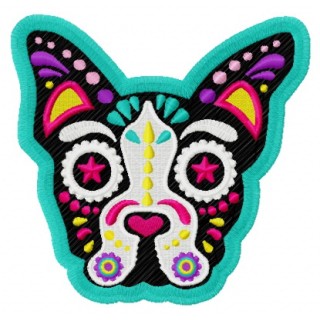 Colorful French Bulldog embroidery design - Embroidery Design