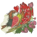 European robin embroidery design featuring a Valentine's theme, ideal for crafting unique gifts and home decor.