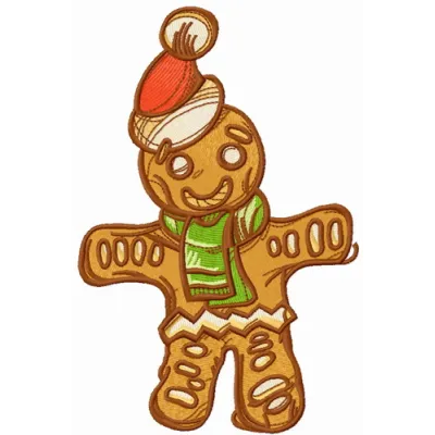 Preview of a Christmas gingerbread man embroidery design featuring a festive, whimsical stitched motif.