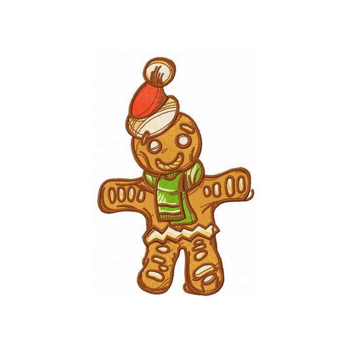 Christmas gingerbread man embroidery design - Embroidery Design