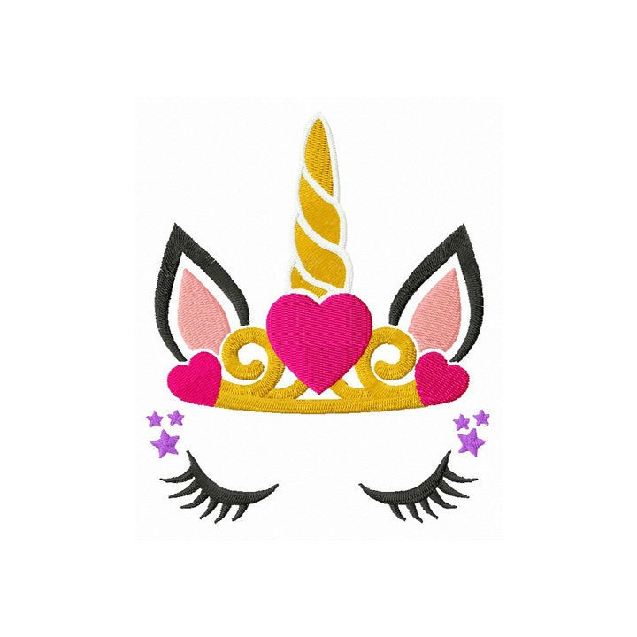 Sleeping unicorn princess embroidery design - Embroidery Design