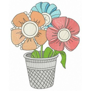 Thimble with flowers embroidery design - Embroidery Design