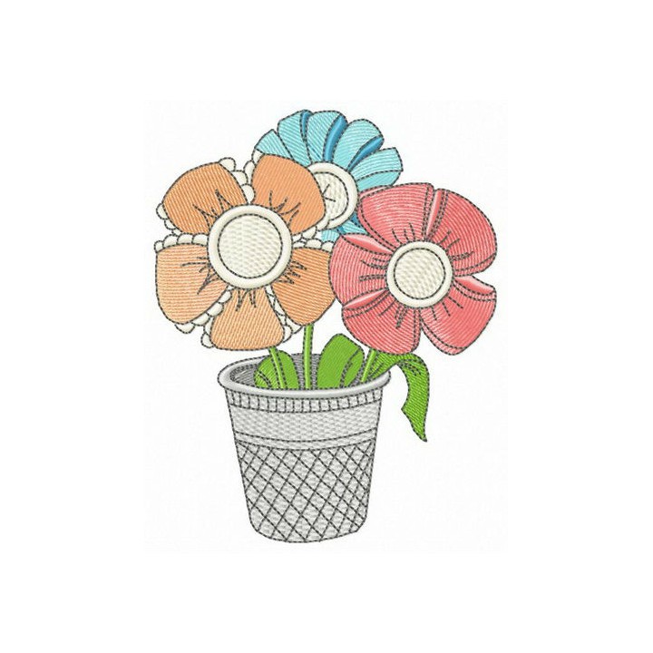 Thimble with flowers embroidery design - Embroidery Design
