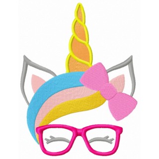 Unicorn with glasses embroidery design - Embroidery Design