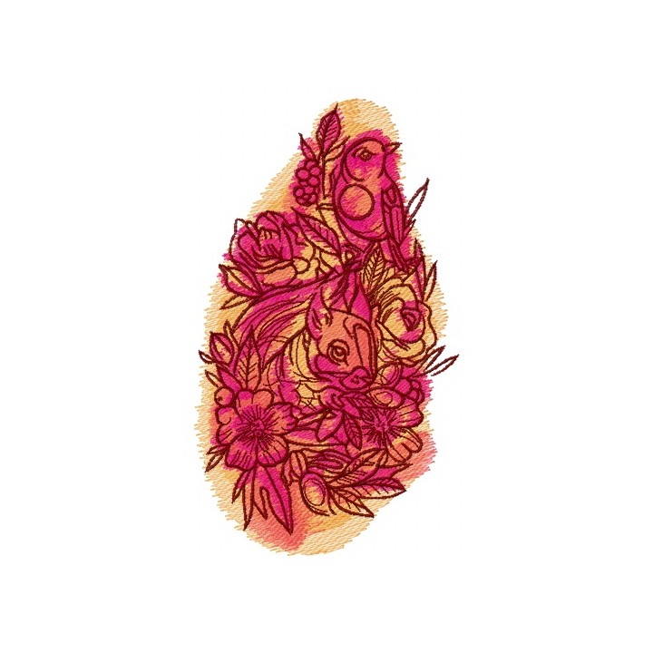 Squirrel and bird embroidery design - Embroidery Design