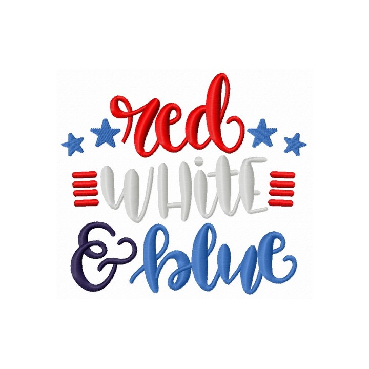 Red white blue embroidery design - Embroidery Design