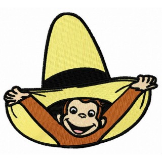 Curious George with hat embroidery design - Embroidery Design