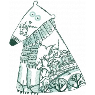 Polar bear winter pattern embroidery design - Embroidery Design