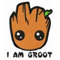 Preview of 'I am Groot' embroidery design featuring a playful stitched motif, ideal for creative projects.