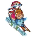 Birdie on tree branch embroidery design showcasing a charming bird motif, ideal for stitching on various fabrics.
