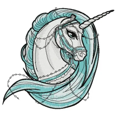 Moonlight unicorn embroidery design showcasing a whimsical unicorn under a starry night sky, ideal for various stitched moti…