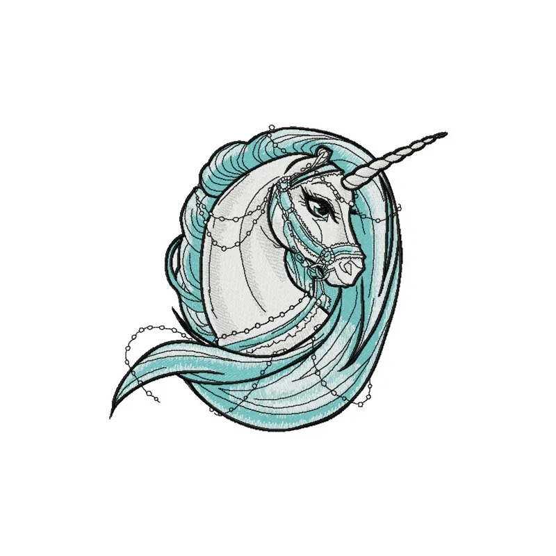 Moonlight unicorn embroidery design showcasing a whimsical unicorn under a starry night sky, ideal for various stitched moti…