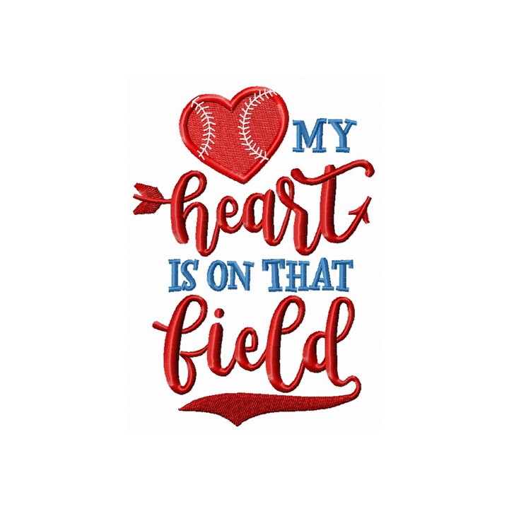 My heart is on that field embroidery design - Embroidery Design