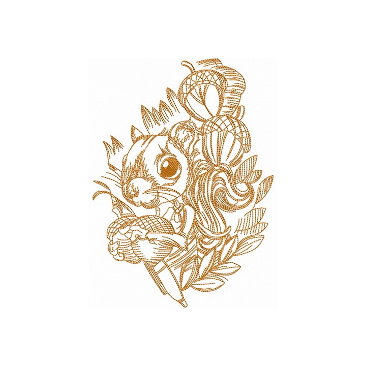 Squirrel with nuts embroidery design - Embroidery Design