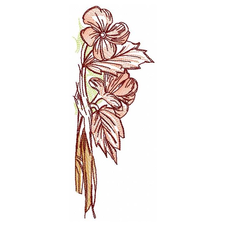 Light flower sketch embroidery design - Embroidery Design