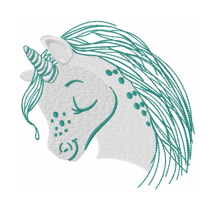 Cute grey unicorn embroidery design - Embroidery Design