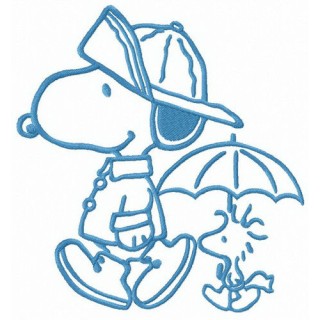 Snoopy and Woodstock like rainy weather embroidery design - Embroidery Design