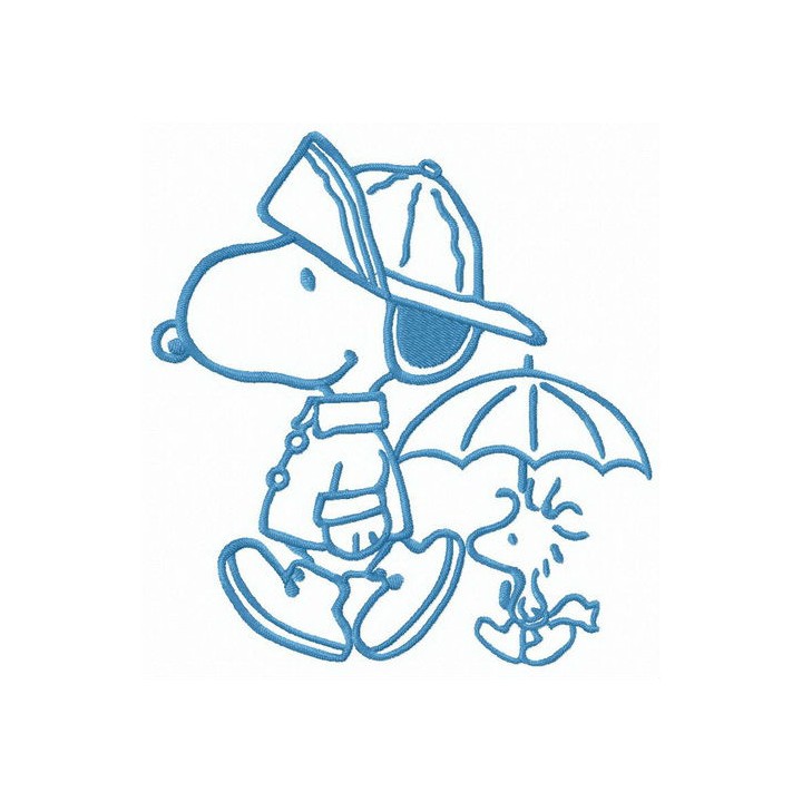 Snoopy and Woodstock like rainy weather embroidery design - Embroidery Design
