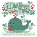 Whale you be mine? embroidery design featuring a playful whale motif, perfect for sea life enthusiasts.