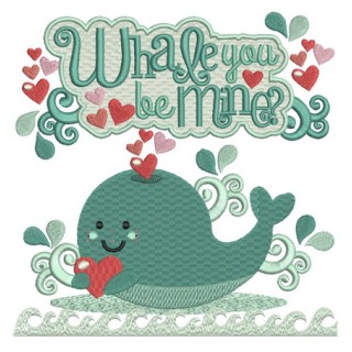Whale you be mine? embroidery design - Embroidery Design