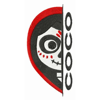 Miguel Rivera embroidery design from Coco, showcasing vibrant stitching patterns for creative projects.