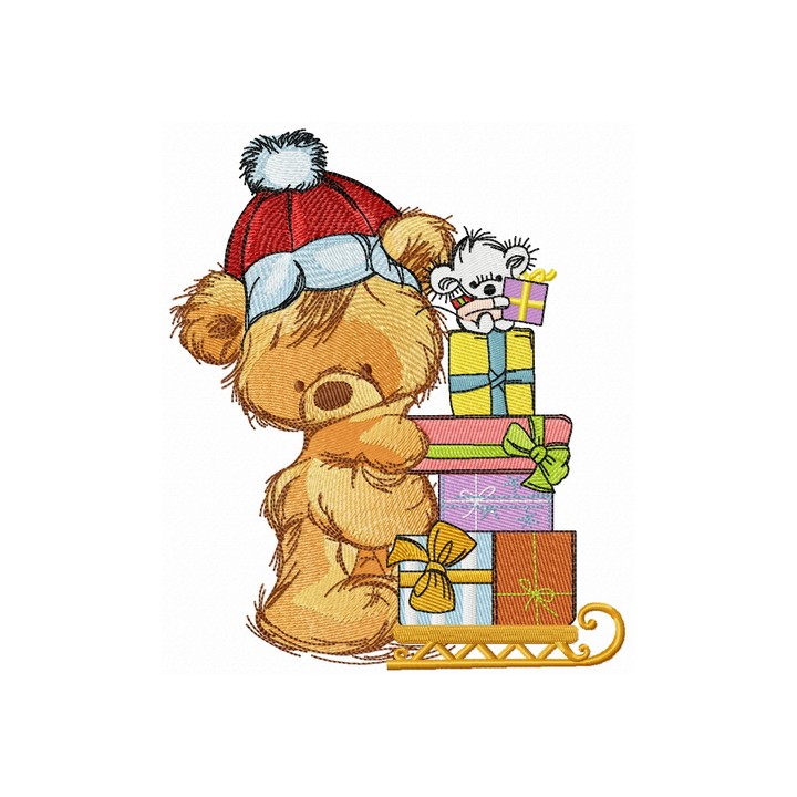 Delivery of Christmas gifts embroidery design - Embroidery Design