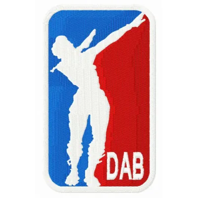 Dab embroidery design featuring a fun Fortnite-inspired character in vibrant colors for playful stitching projects.