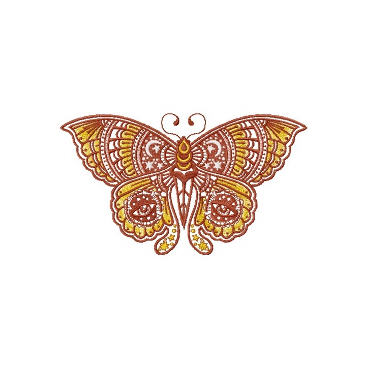Star and moon butterfly embroidery design - Embroidery Design