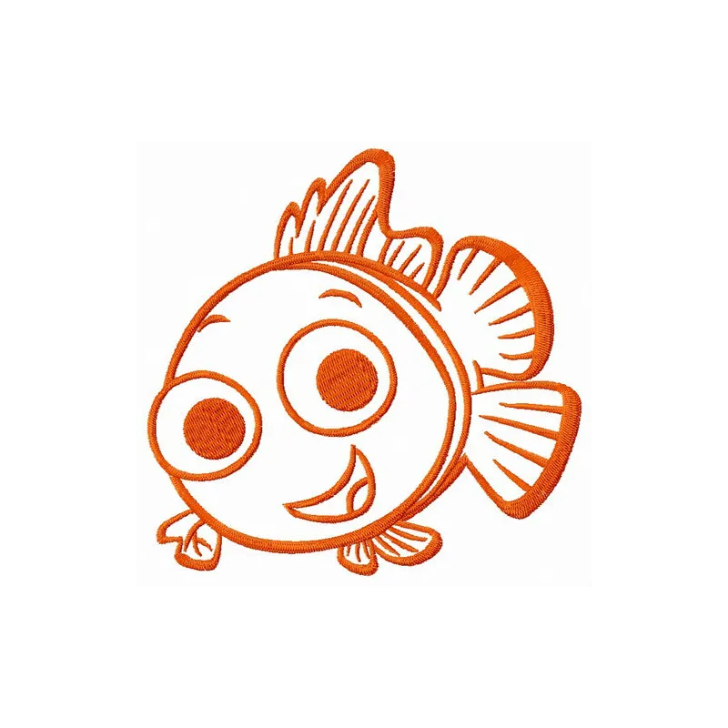 Smiling Nemo embroidery design showcasing a cheerful fish from Finding Nemo, ideal for stitching on various fabric projects.