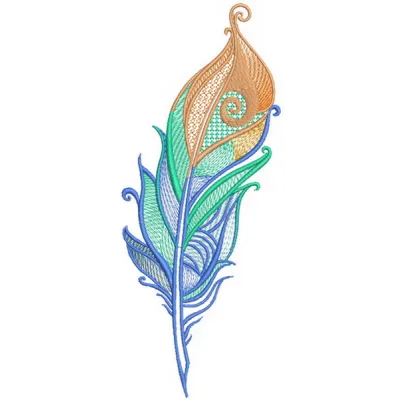 Firebird feather embroidery design showcasing intricate feather details, perfect for various stitching projects.