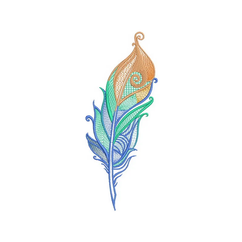 Firebird feather embroidery design showcasing intricate feather details, perfect for various stitching projects.