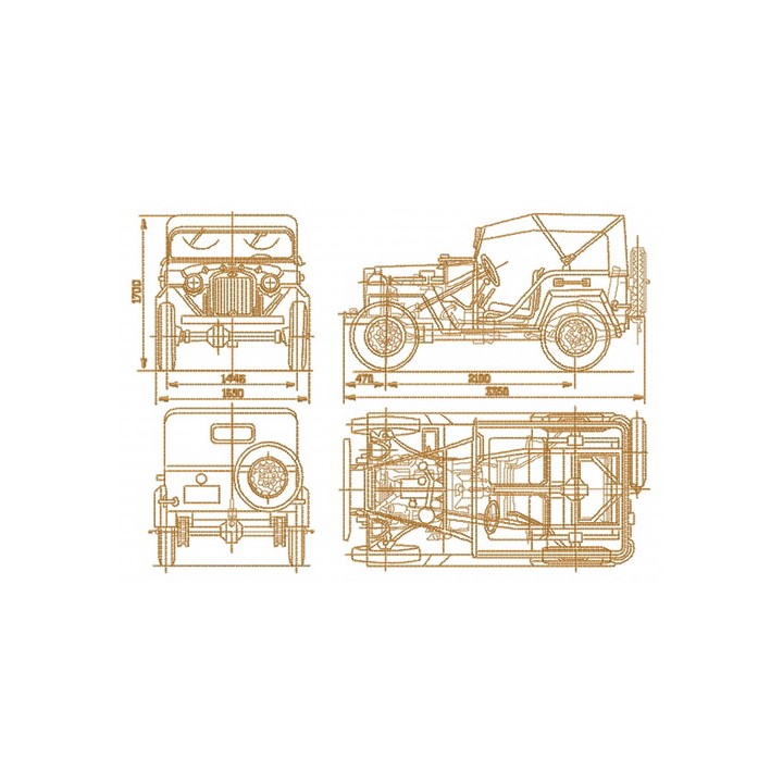Old car plan embroidery design - Embroidery Design