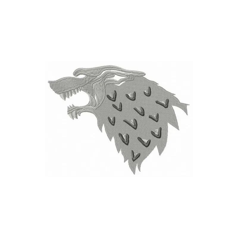 Embroidery design of Stark mascot from Game of Thrones, showcasing intricate stitching details for creative projects.