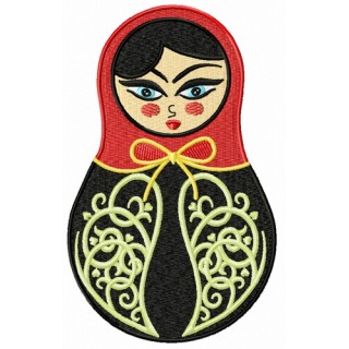 Black and red matryoshka doll embroidery design - Embroidery Design