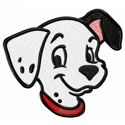 Preview of a patch muzzle embroidery design featuring a playful Dalmatian, perfect for various stitching projects.