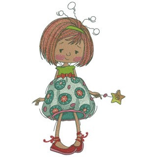Upset girl fairy embroidery design - Embroidery Design