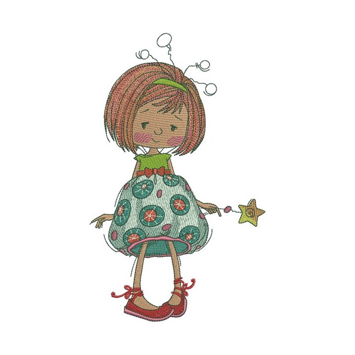 Upset girl fairy embroidery design - Embroidery Design