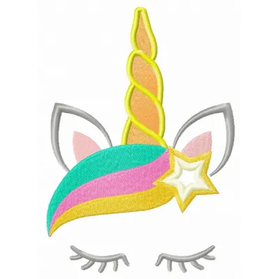 Rainbow star unicorn embroidery design showcasing vibrant colors and whimsical motifs for creative stitching projects.