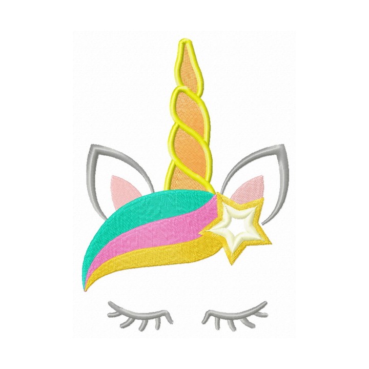 Rainbow star unicorn embroidery design - Embroidery Design