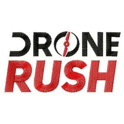 DroneRush logo embroidery design preview showcasing intricate stitching patterns for hobby enthusiasts.