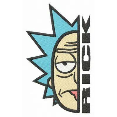 Preview of Rick embroidery design featuring the iconic character from Rick and Morty, ready for stitching.