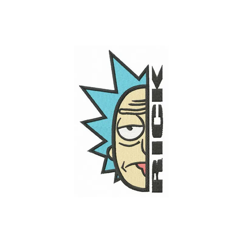 Preview of Rick embroidery design featuring the iconic character from Rick and Morty, ready for stitching.